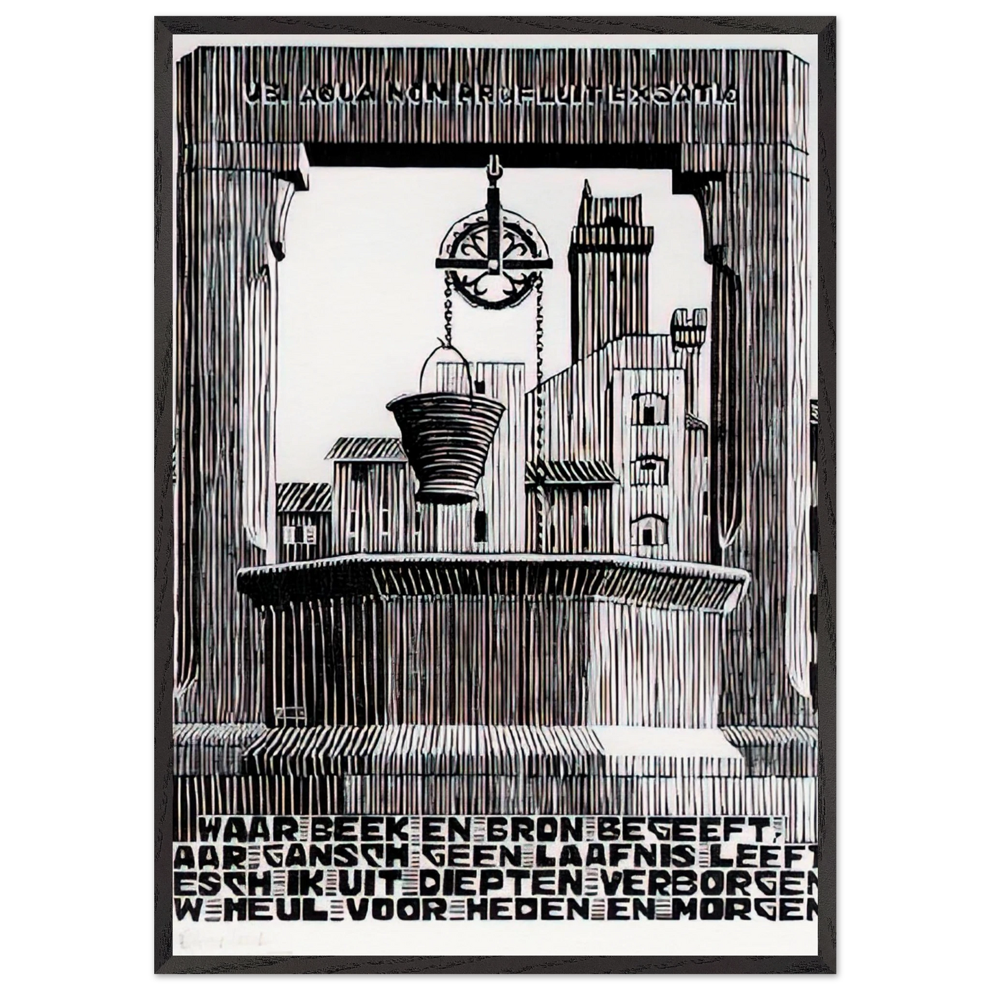 EMBLEMATA WELL - MC Escher Framed Art Print – Black Wooden Frame - Default Title - -Framed Art Print