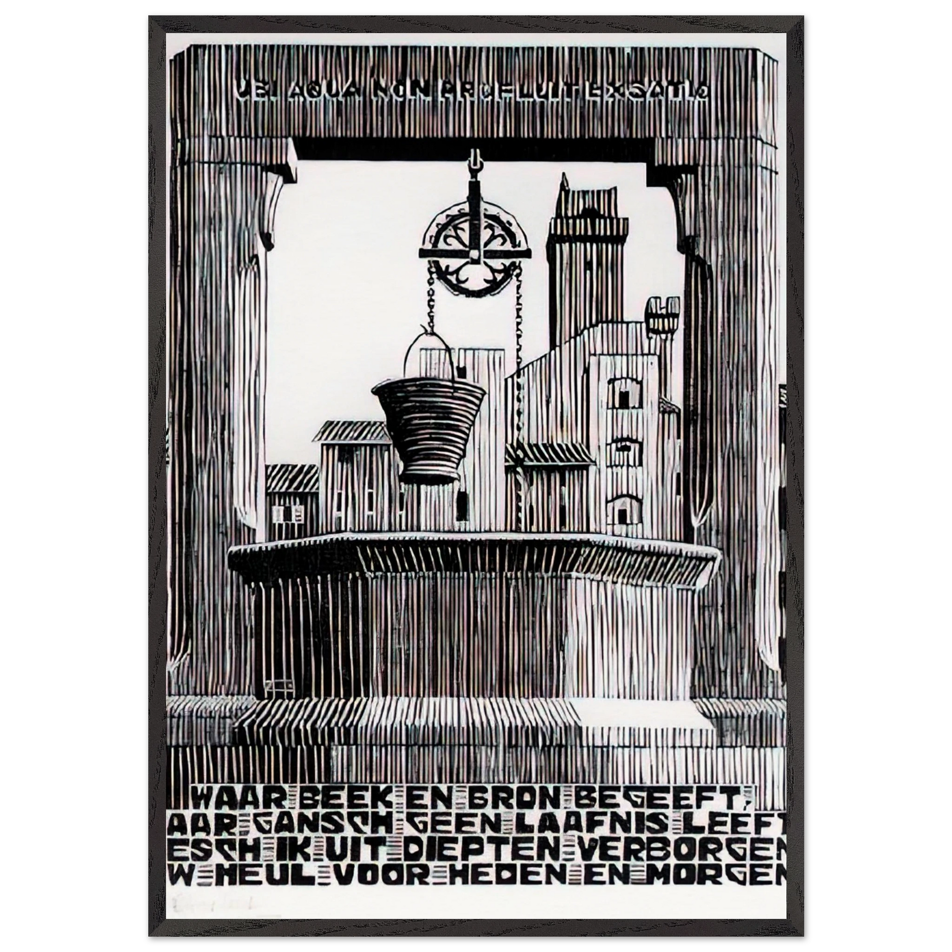 EMBLEMATA WELL - MC Escher Framed Art Print – Black Wooden Frame - Default Title - -Framed Art Print