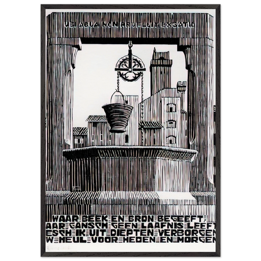 EMBLEMATA WELL - MC Escher Framed Art Print – Black Wooden Frame - Default Title - -Framed Art Print