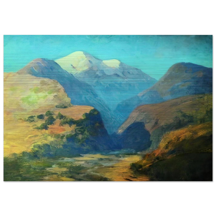 Snowy mountain peaks. Caucasus. - Arkhyp Kuindzhi Brushed Aluminum Print - 70x100 cm / 28x40 inches | Arkhyp Kuindzhi Aluminum Print | Arkhyp Kuindzhi Prints