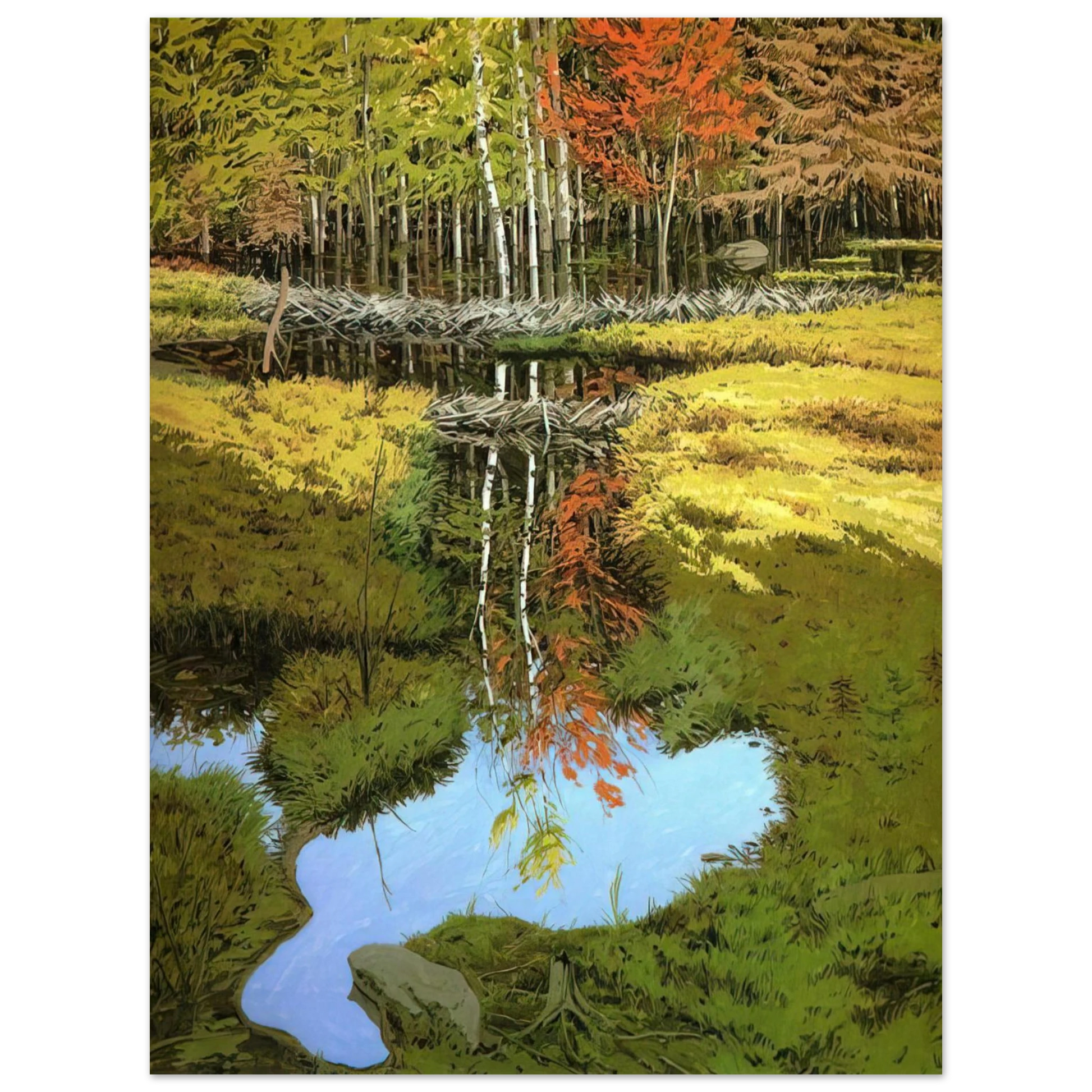 Neil Welliver - New Dams in Meadow - 1984 Fine Art Poster - Default Title