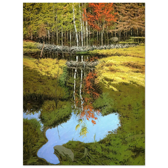 Neil Welliver - New Dams in Meadow - 1984  75x100 cm / 30x40inches Fine Art Poster