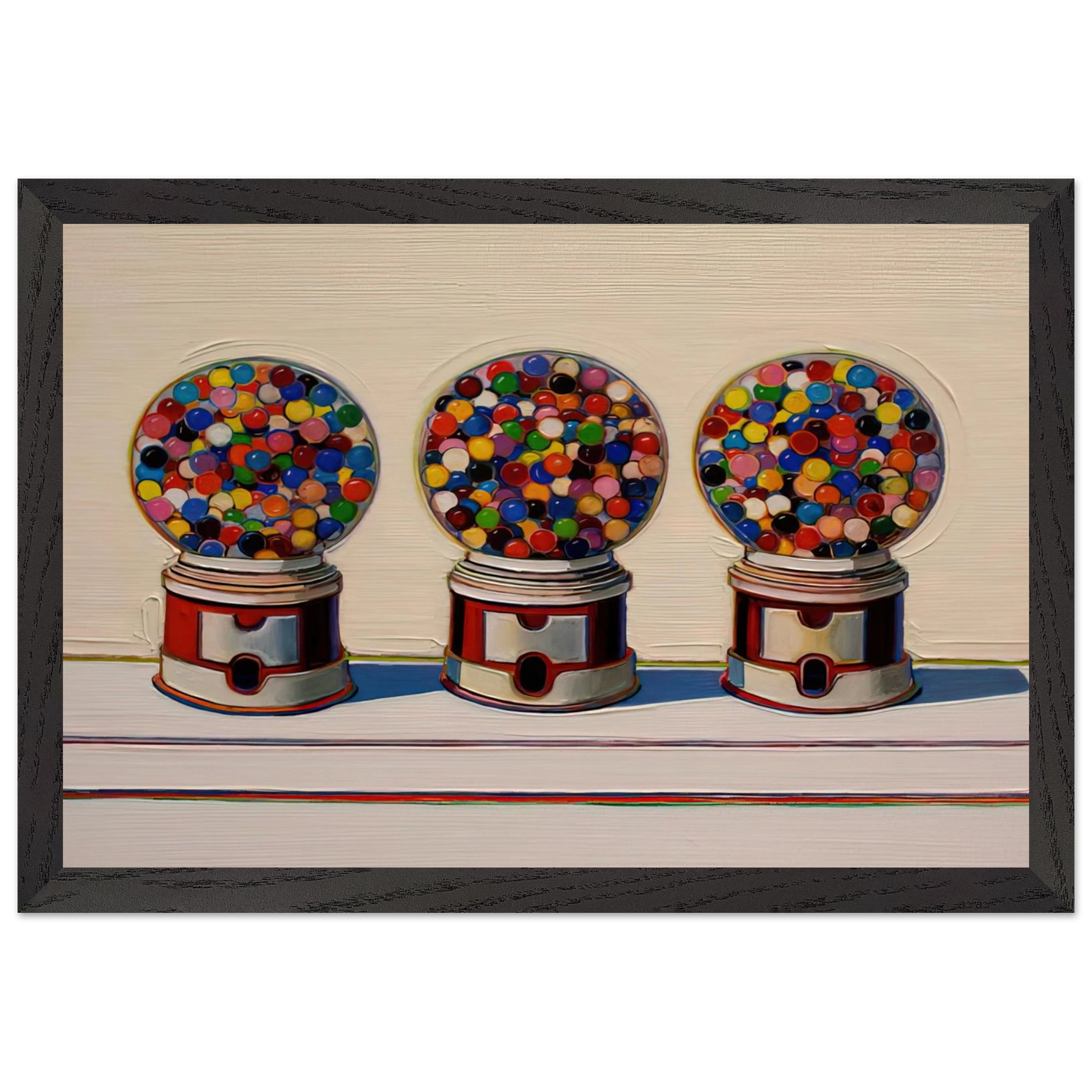 Wayne Thiebaud - Three Machines - 1963 Wall Art - 30x40 cm / 12x16 inches - Premium Wooden Framed Poster With Fine Art Paper - Wood frame