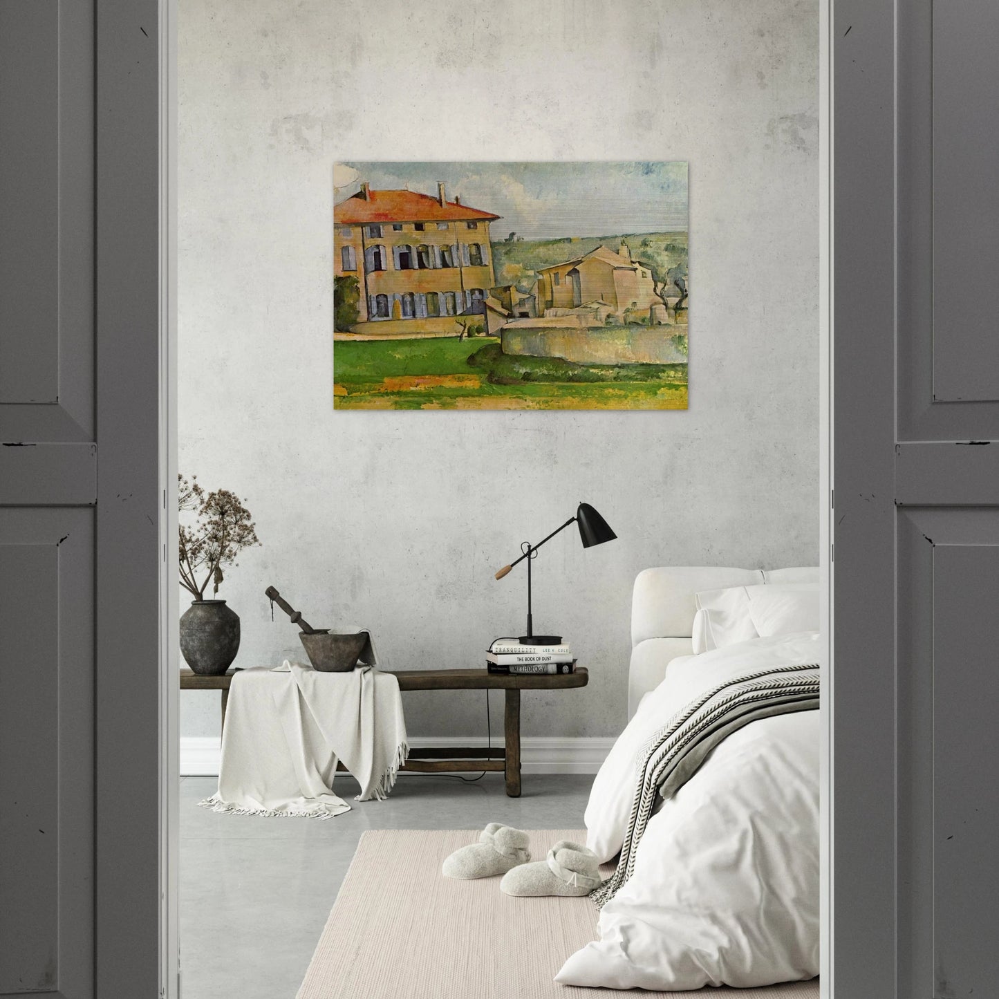 House and Farm at Jas de Bouffan - Paul Cézanne Brushed Aluminum Print - 70x100 cm / 28x40 inches | Paul Cézanne Aluminum Print | Paul Cézanne Prints