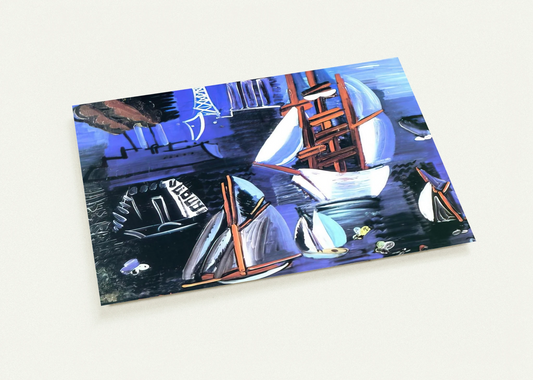 BOATS IN LE HAVRE 1926 By Raoul Dufy Pack of 10 Post Cards | Raoul Dufy Post Cards | A6 (10.5 x 14.8 cm) - 4.1 x 5.8 inches