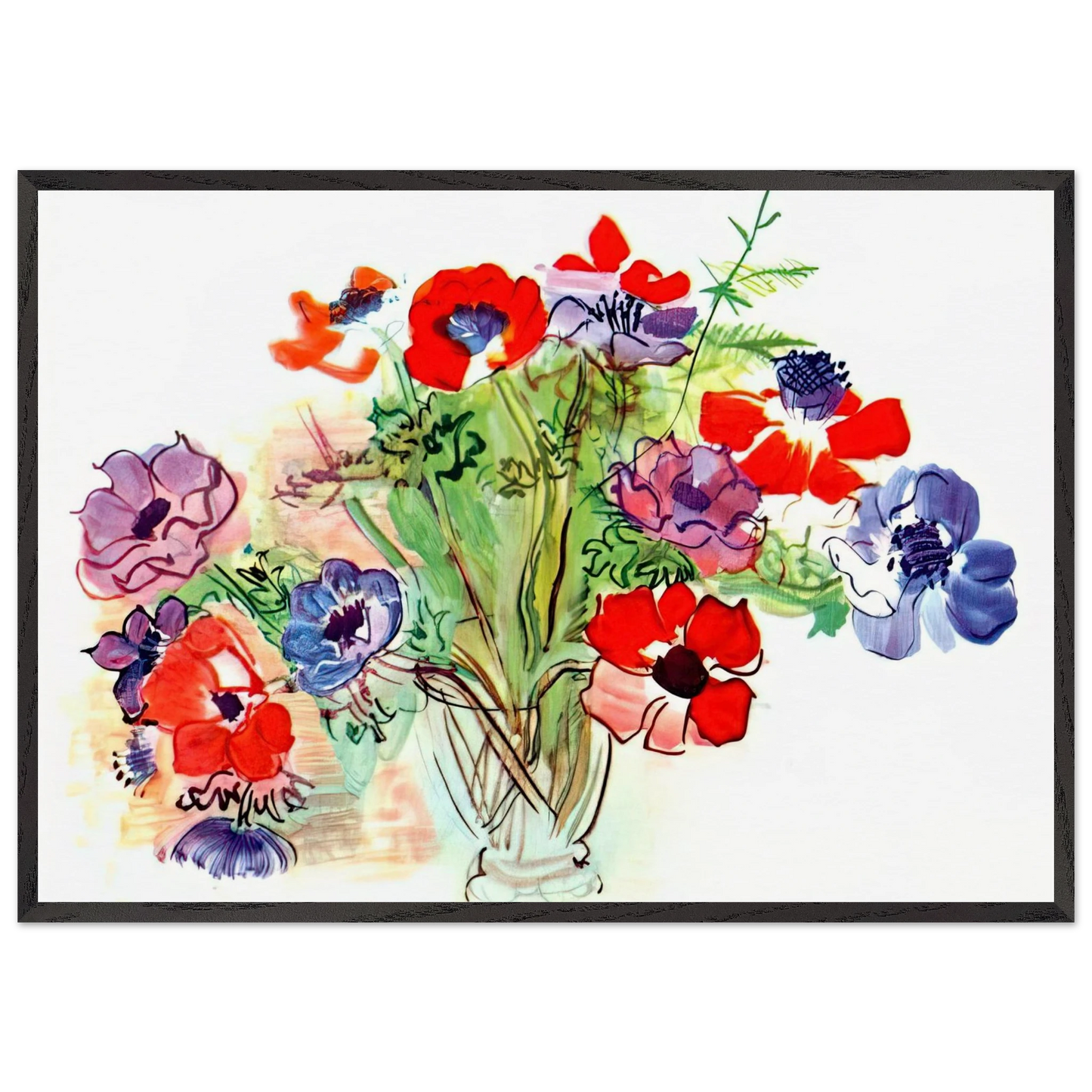 BOUQUET OF FLOWERS 1937 - Raoul Dufy Framed Art Print – Black Wooden Frame - Default Title - -Framed Art Print