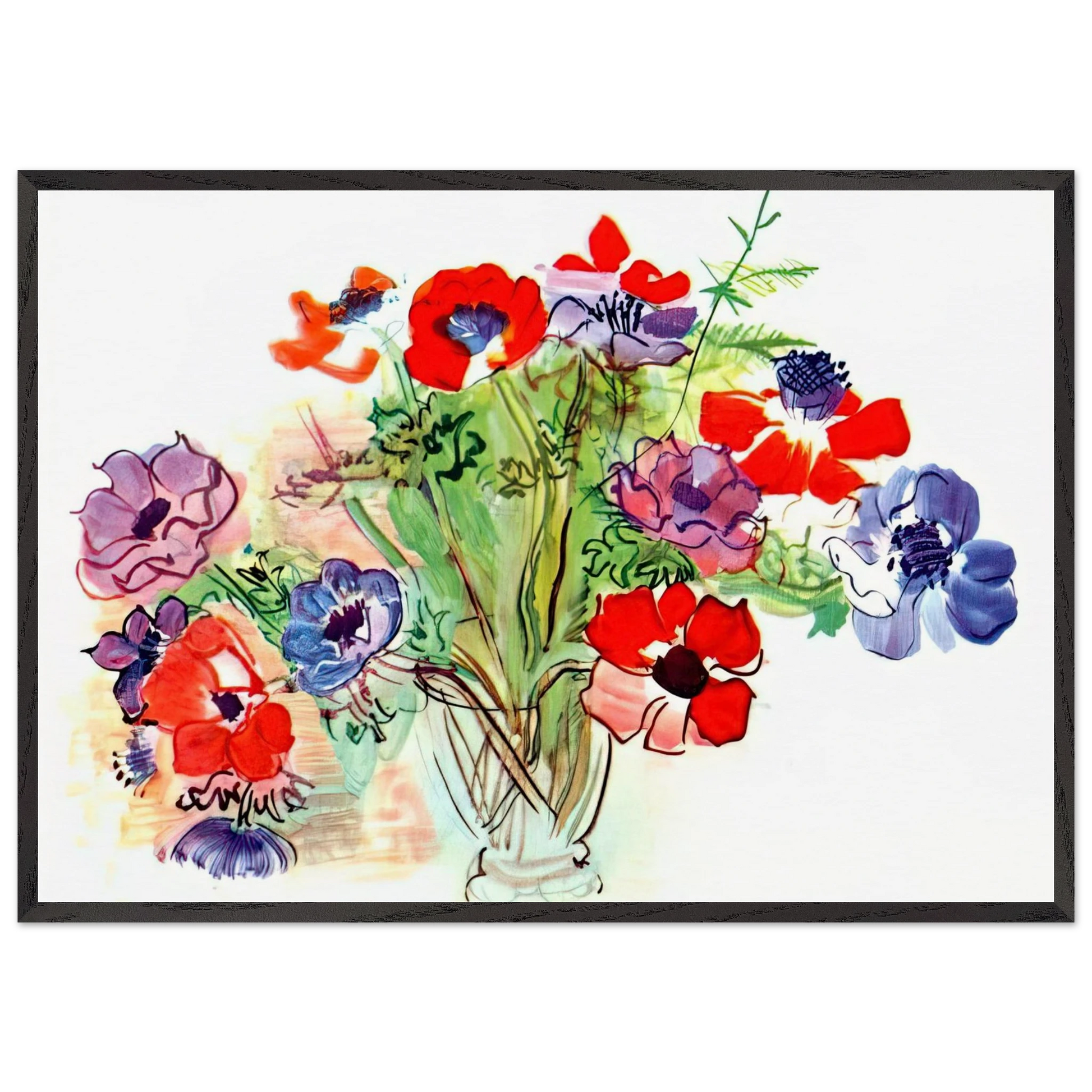 BOUQUET OF FLOWERS 1937 - Raoul Dufy Framed Art Print – Black Wooden Frame - Default Title - -Framed Art Print