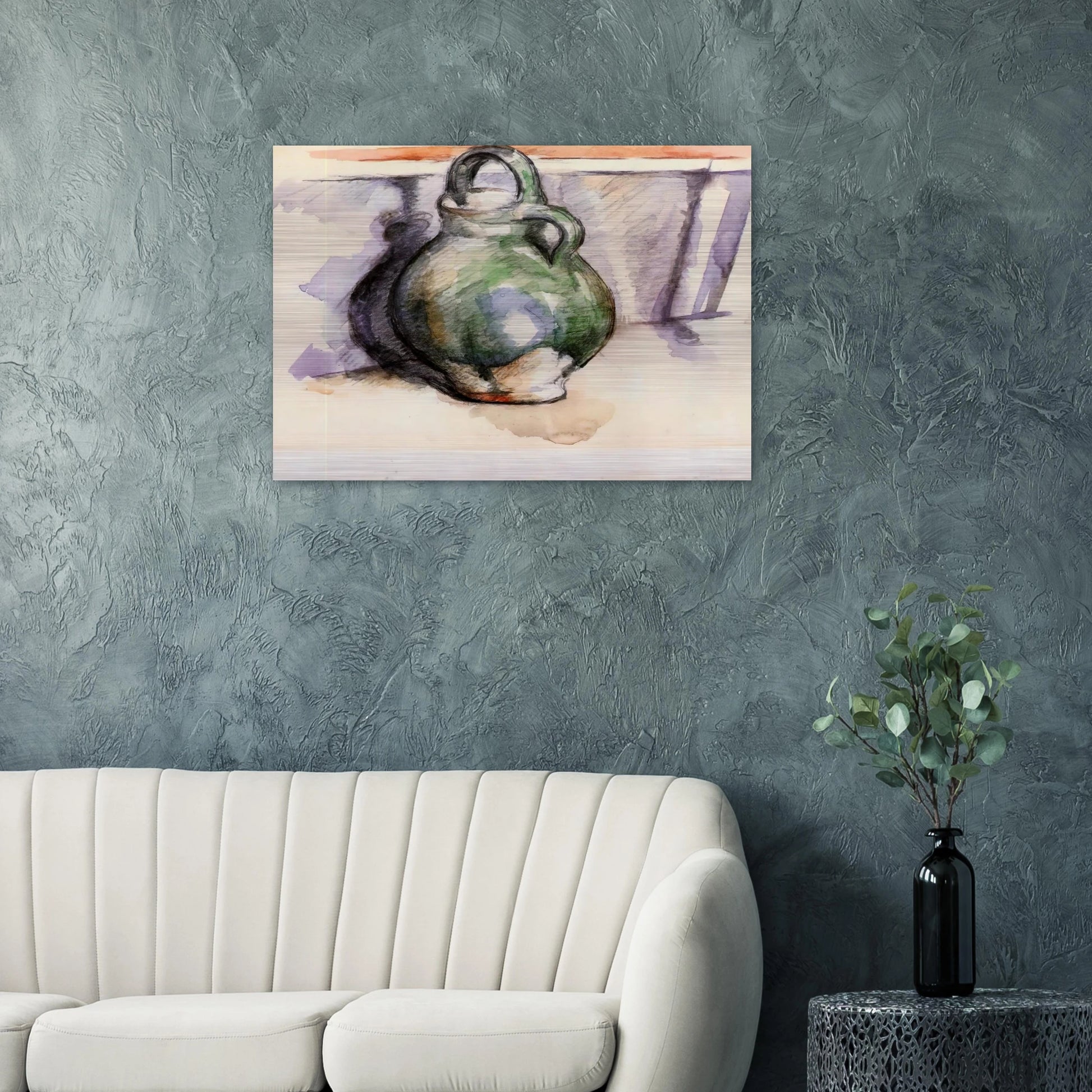 The Green Pitcher - Paul Cézanne Brushed Aluminum Print - 70x100 cm / 28x40 inches | Paul Cézanne Aluminum Print | Paul Cézanne Prints