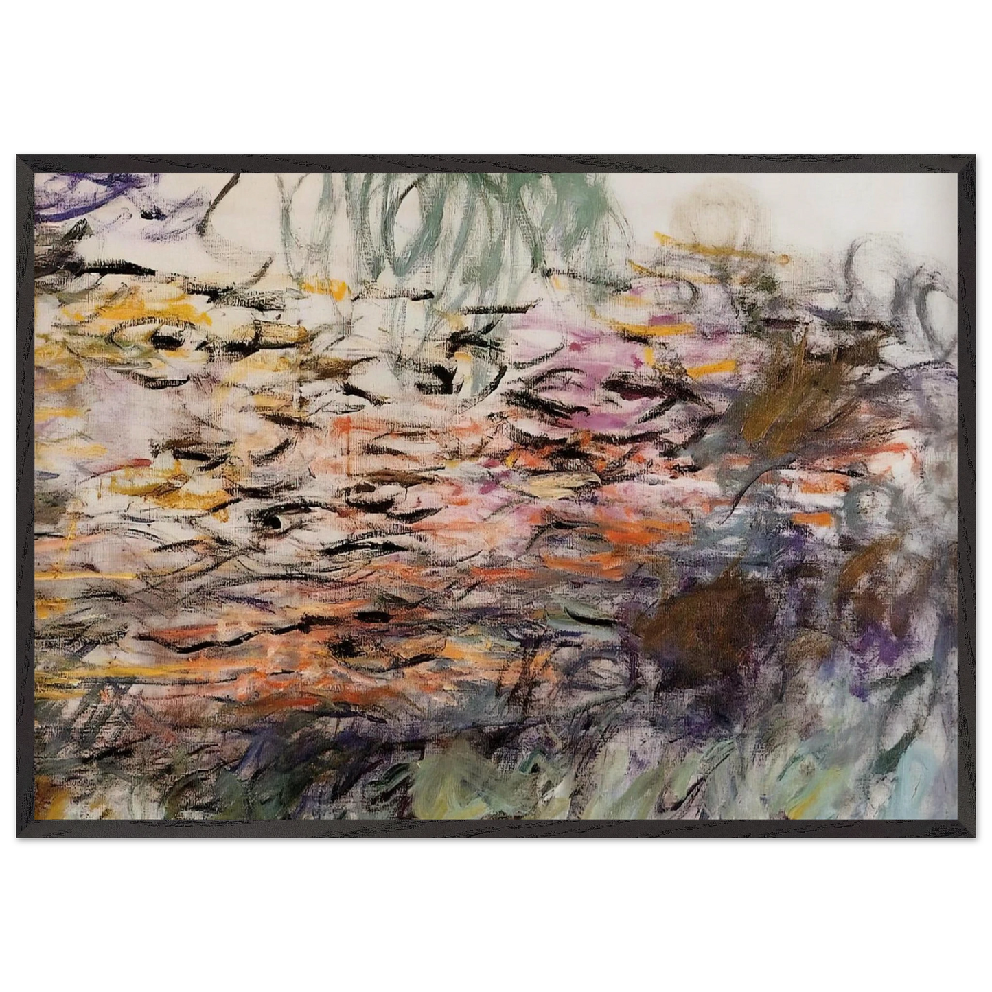 Water Lilies right half - claude monet Framed Art Print – Black Wooden Frame - Default Title - -Framed Art Print