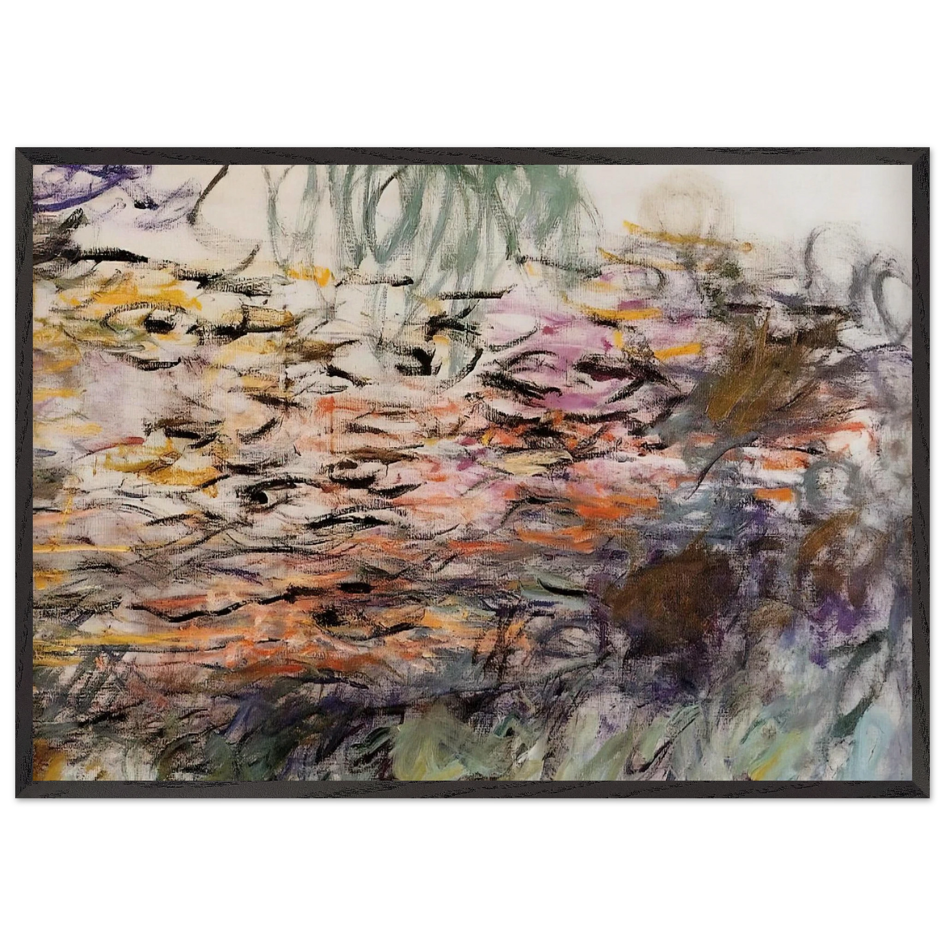 Water Lilies right half - claude monet Framed Art Print – Black Wooden Frame - Default Title - -Framed Art Print