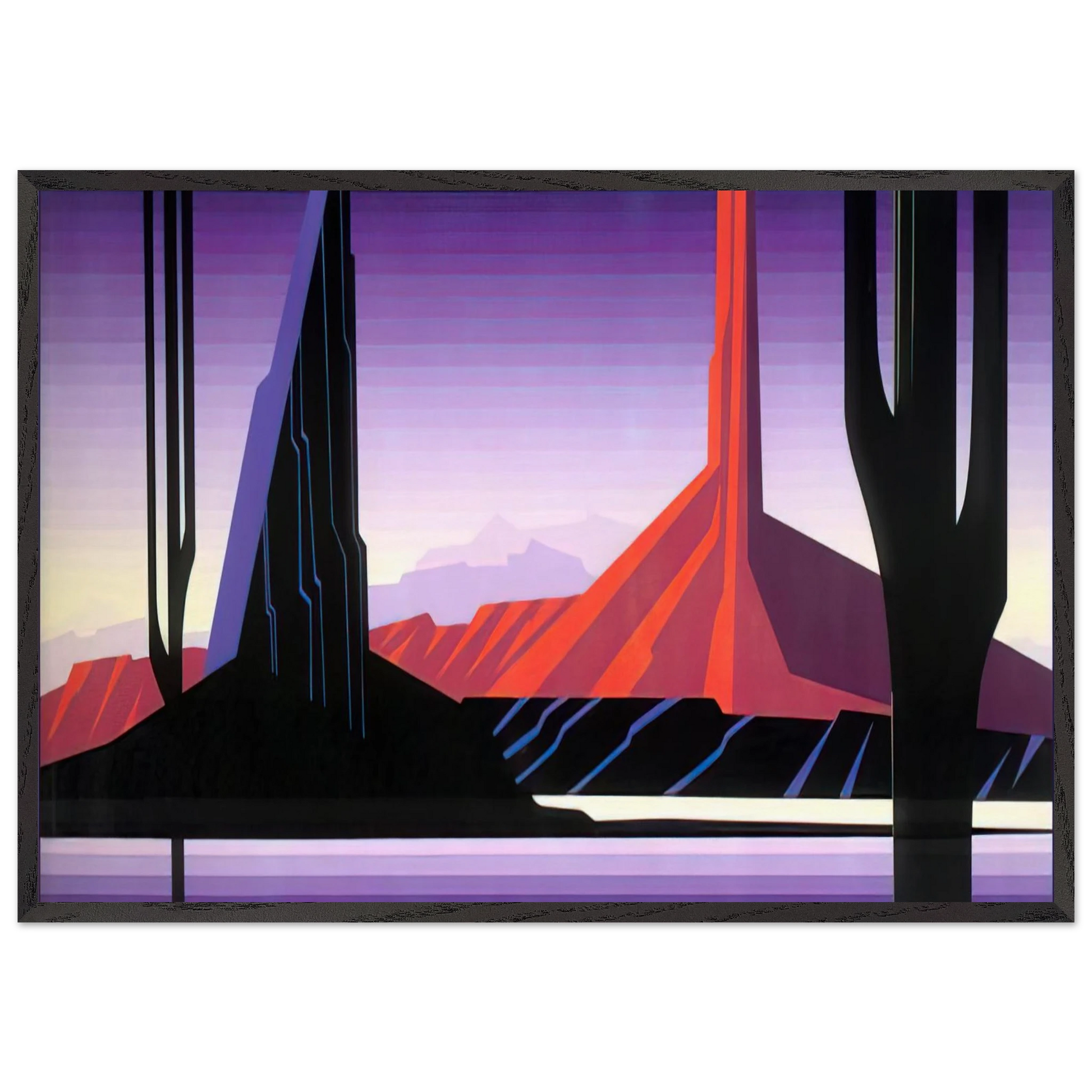 Beneath A Silent Sky - Eyvind Earle Framed Art Print – Black Wooden Frame - Default Title - -Framed Art Print