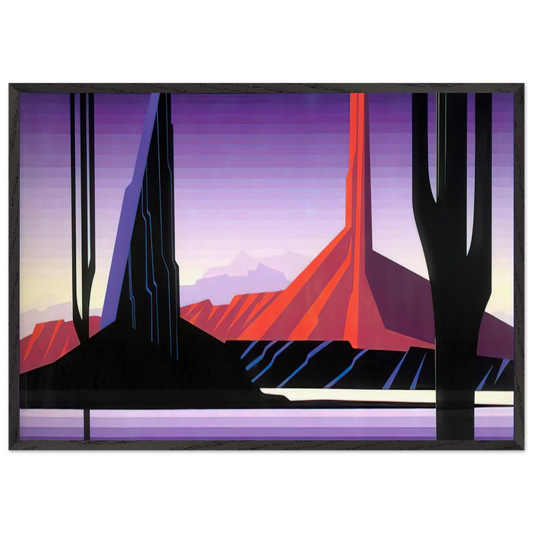 Beneath A Silent Sky - Eyvind Earle Framed Art Print – Black Wooden Frame - Default Title - -Framed Art Print