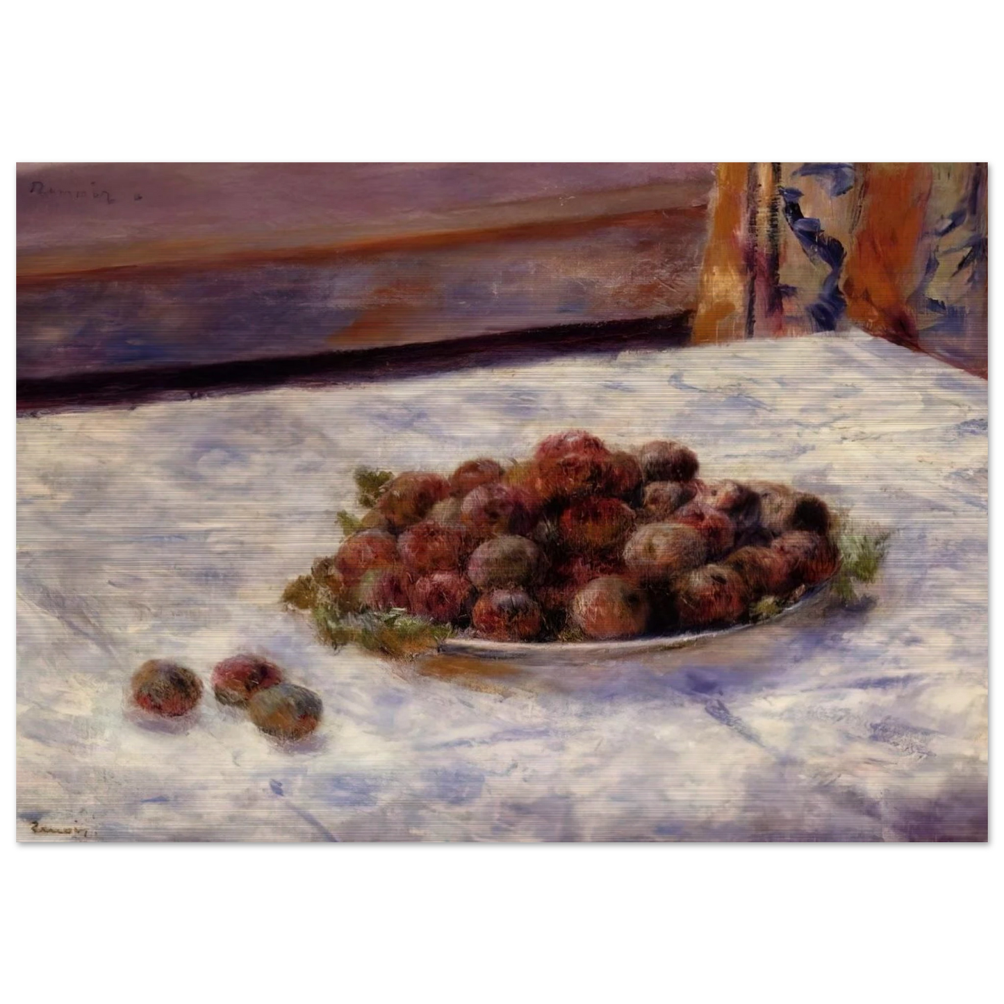 Still Life, a Plate of Plums - Pierre-Auguste Renoir Brushed Aluminum Print - 70x100 cm / 28x40 inches | Pierre-Auguste Renoir Aluminum Print | Pierre-Auguste Renoir Prints