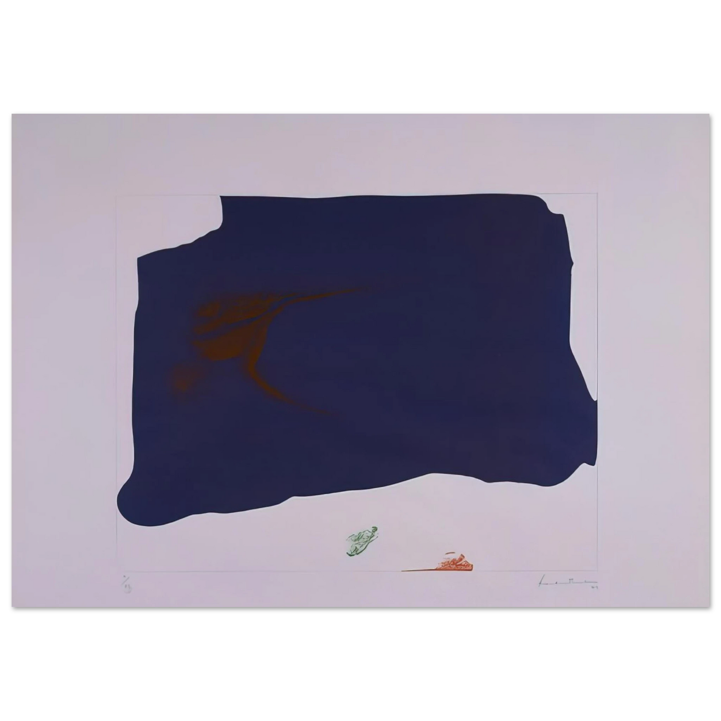 Helen Frankenthaler - Variation II on Mauve Corner - 1969 Wall art - 30x45 cm / 12x18 inches - Premium Wooden Framed Poster With Fine Art Paper - White frame