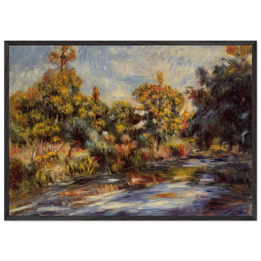 Landscape with River - Pierre-Auguste Renoir 70x100 cm / 28x40 inches Framed Art Print – Black Wooden Frame