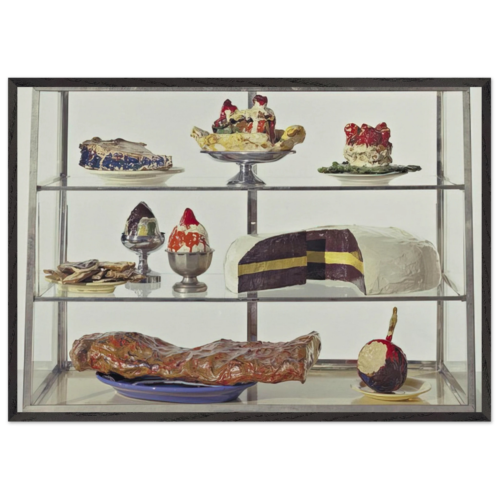 PASTRY CASE I 1962 - Claes Oldenburg Framed Art Print – Black Wooden Frame - Default Title - -Framed Art Print