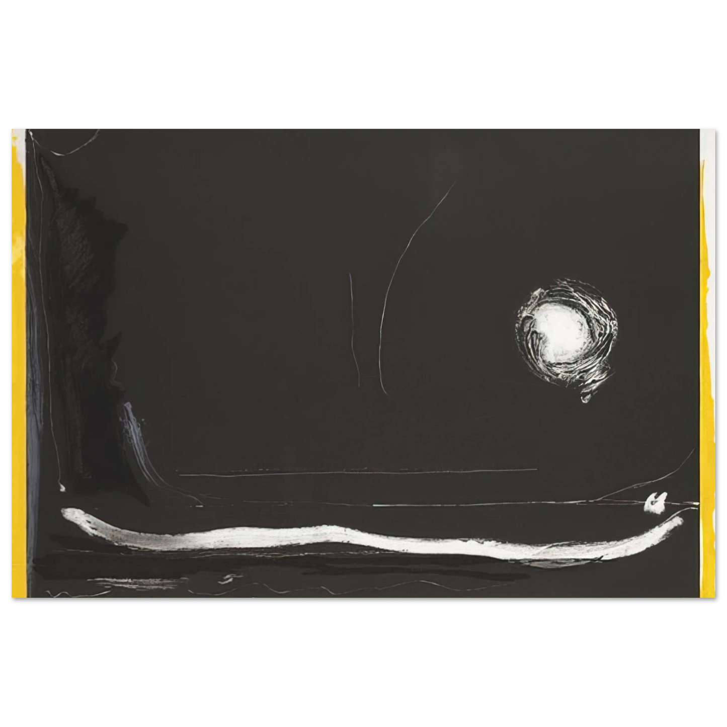 Helen Frankenthaler - Yellow Jack - 1985 Wall art - 13x18 cm / 5x7 Inches - Premium Wooden Framed Poster With Fine Art Paper - White frame