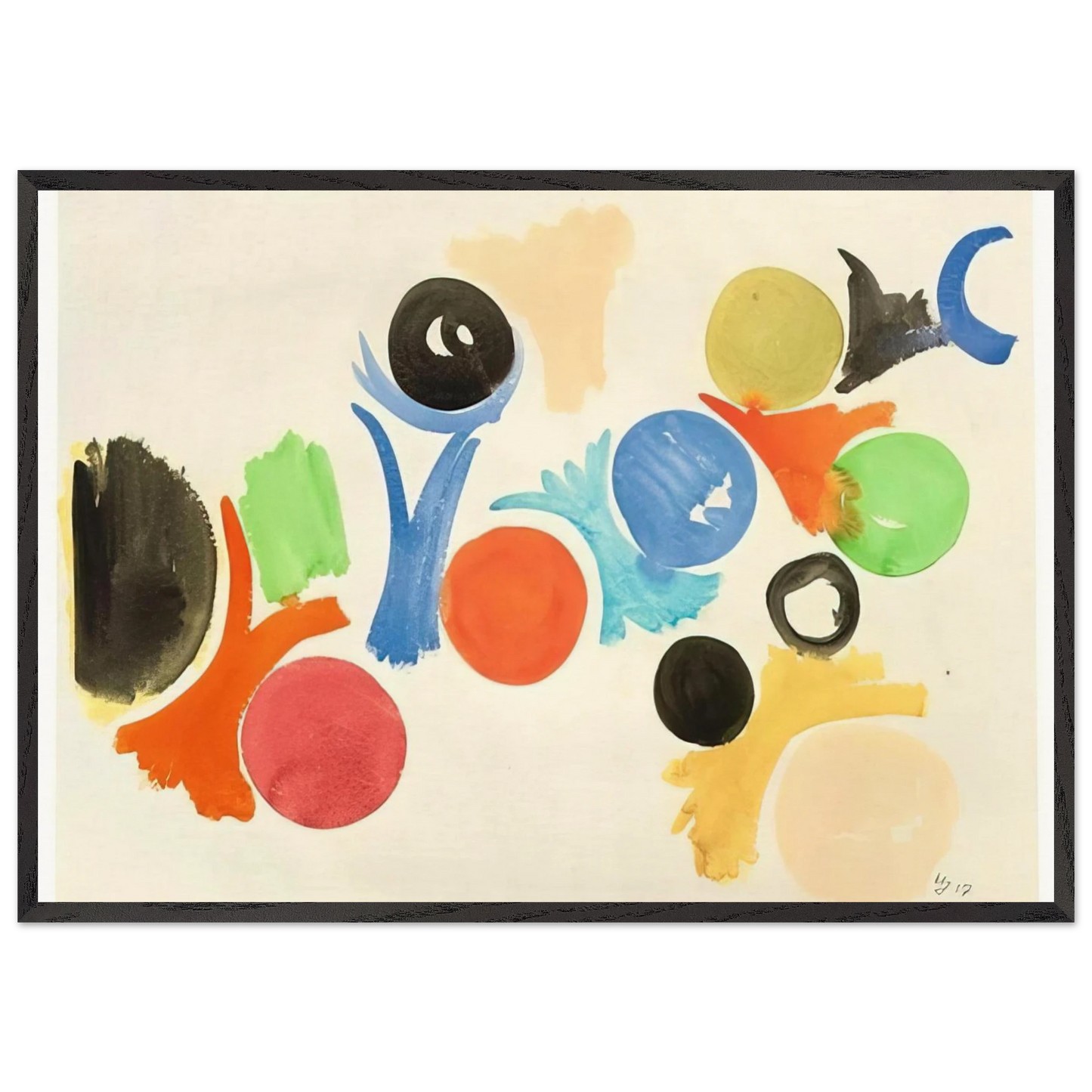 Untitled - 1957 N7 - Ernst Wilhelm Nay Framed Art Print – Black Wooden Frame - Default Title - -Framed Art Print