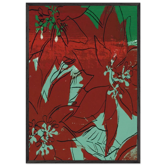 Poinsettias - Andy Warhol Framed Art Print – Black Wooden Frame - Default Title - -Framed Art Print