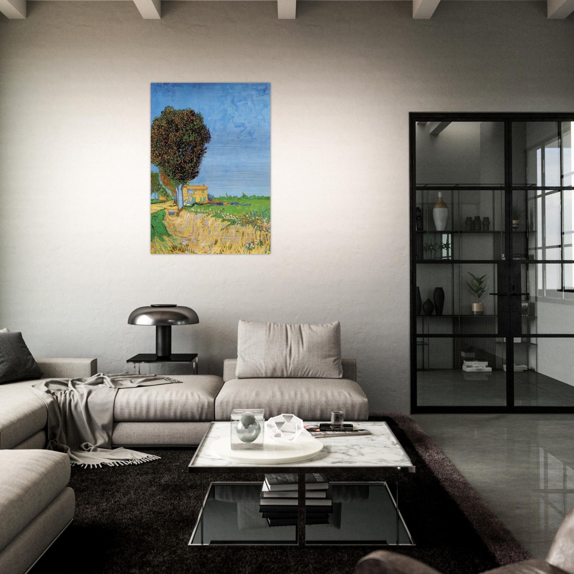 A Lane near Arles - Vincent van Gogh Brushed Aluminum Print - 70x100 cm / 28x40 inches | Vincent van Gogh Aluminum Print | Vincent van Gogh Prints