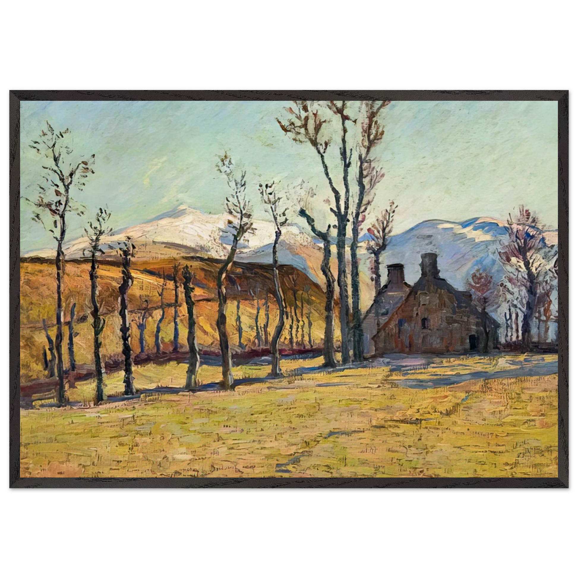 Cottages in a landscape - Armand Guillaumin Framed Art Print – Black Wooden Frame - Default Title - -Framed Art Print