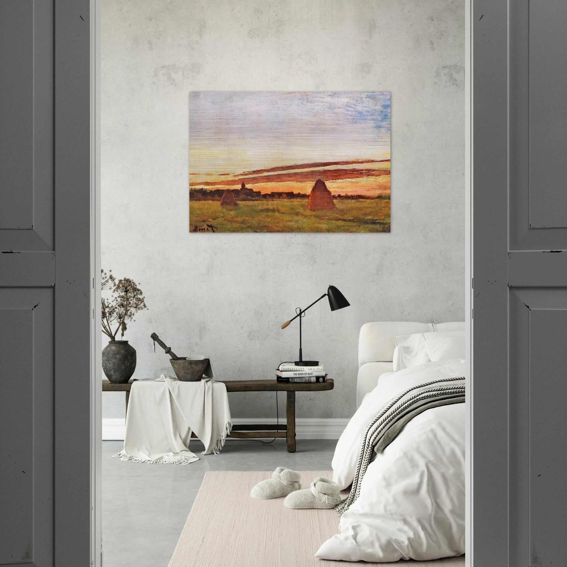 Haystacks at Chailly - claude monet Brushed Aluminum Print - 70x100 cm / 28x40 inches | claude monet Aluminum Print | claude monet Prints