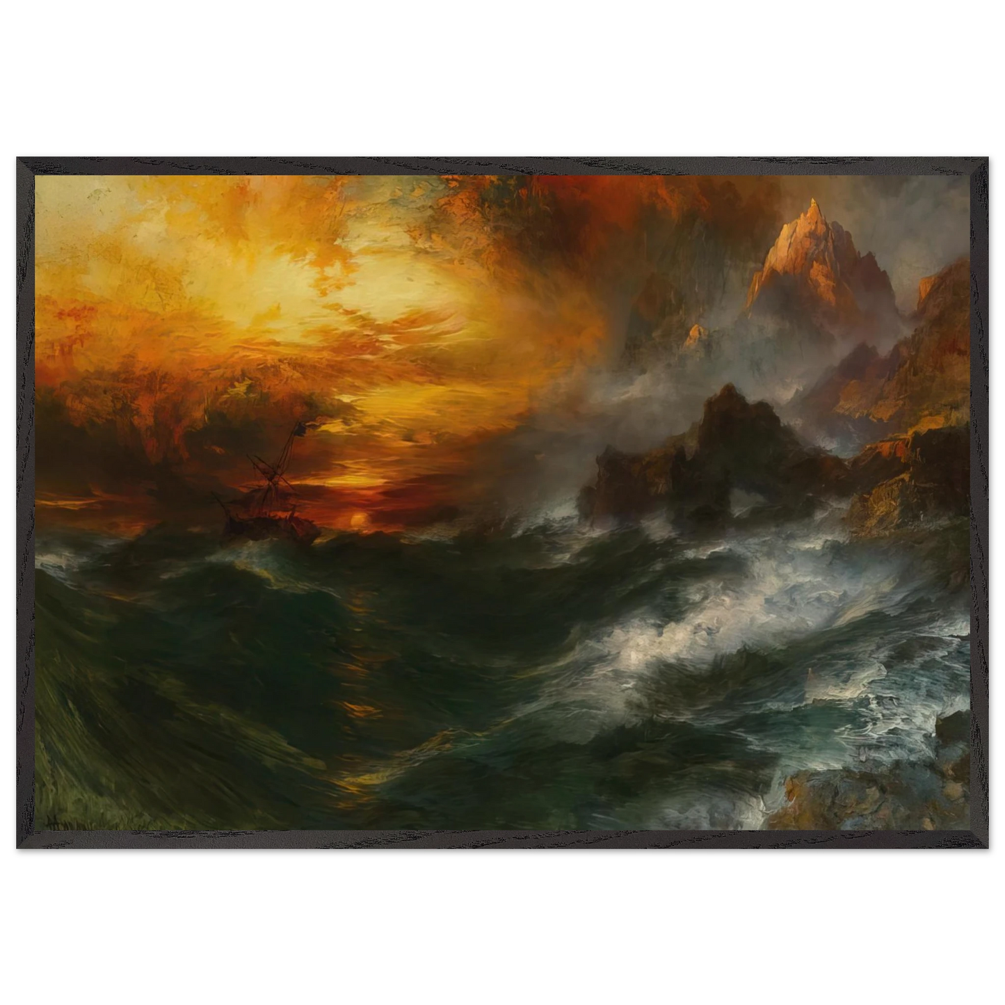 A Mountain of Loadstone Arabian Nights - Thomas Moran Framed Art Print – Black Wooden Frame - Default Title - -Framed Art Print