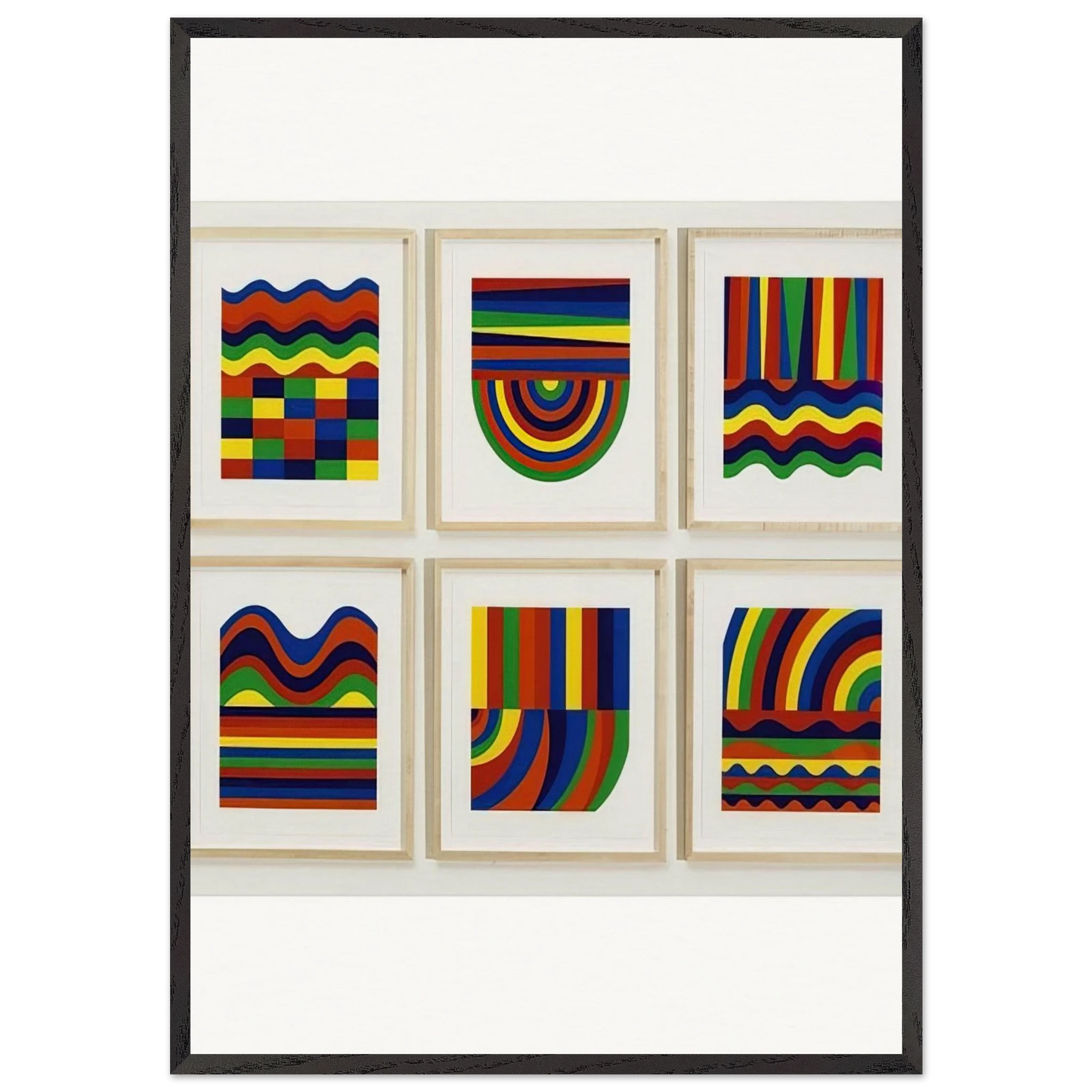 Arcs and Bands in Colors - Sol LeWitt Framed Art Print – Black Wooden Frame - Default Title - -Framed Art Print