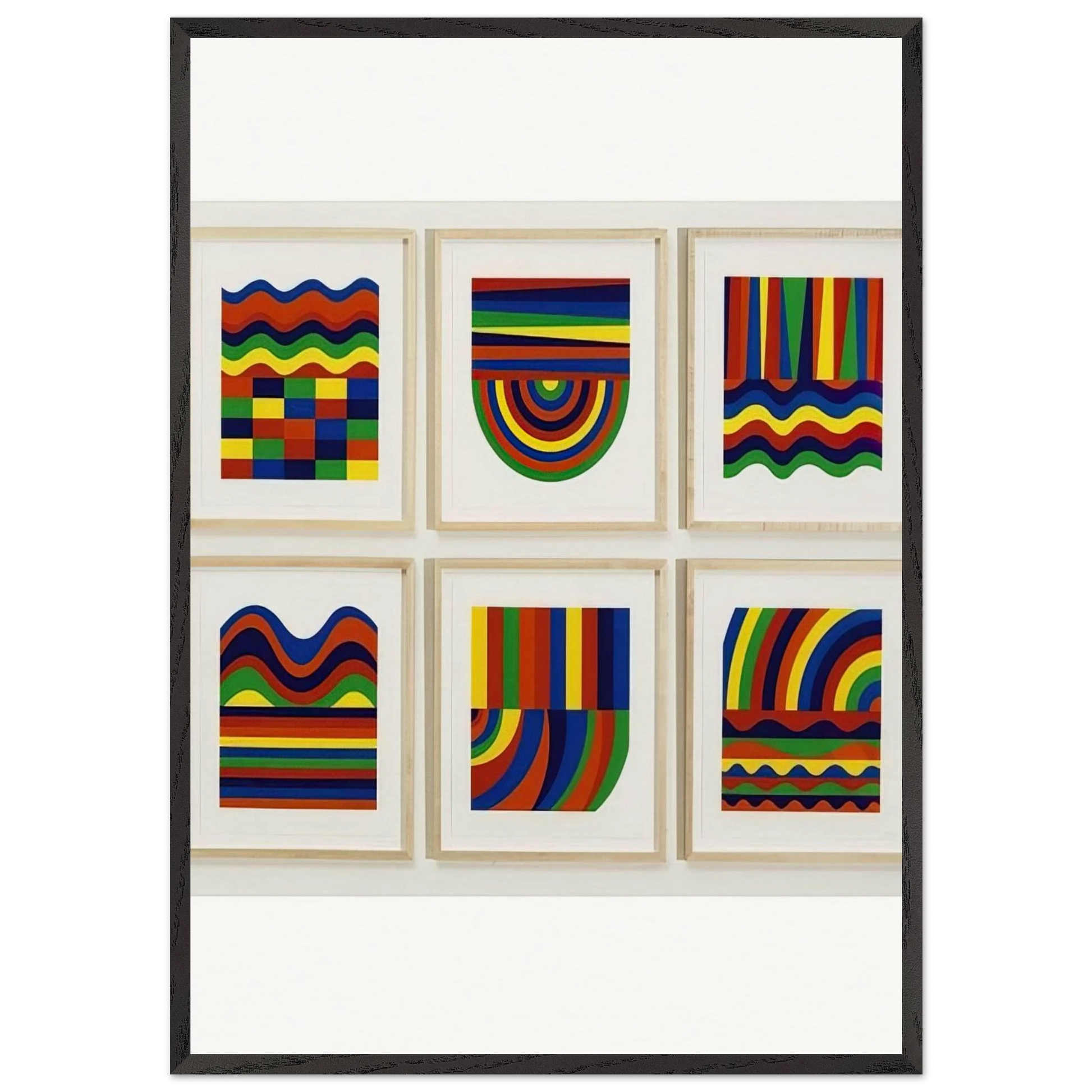 Arcs and Bands in Colors - Sol LeWitt Framed Art Print – Black Wooden Frame - Default Title - -Framed Art Print