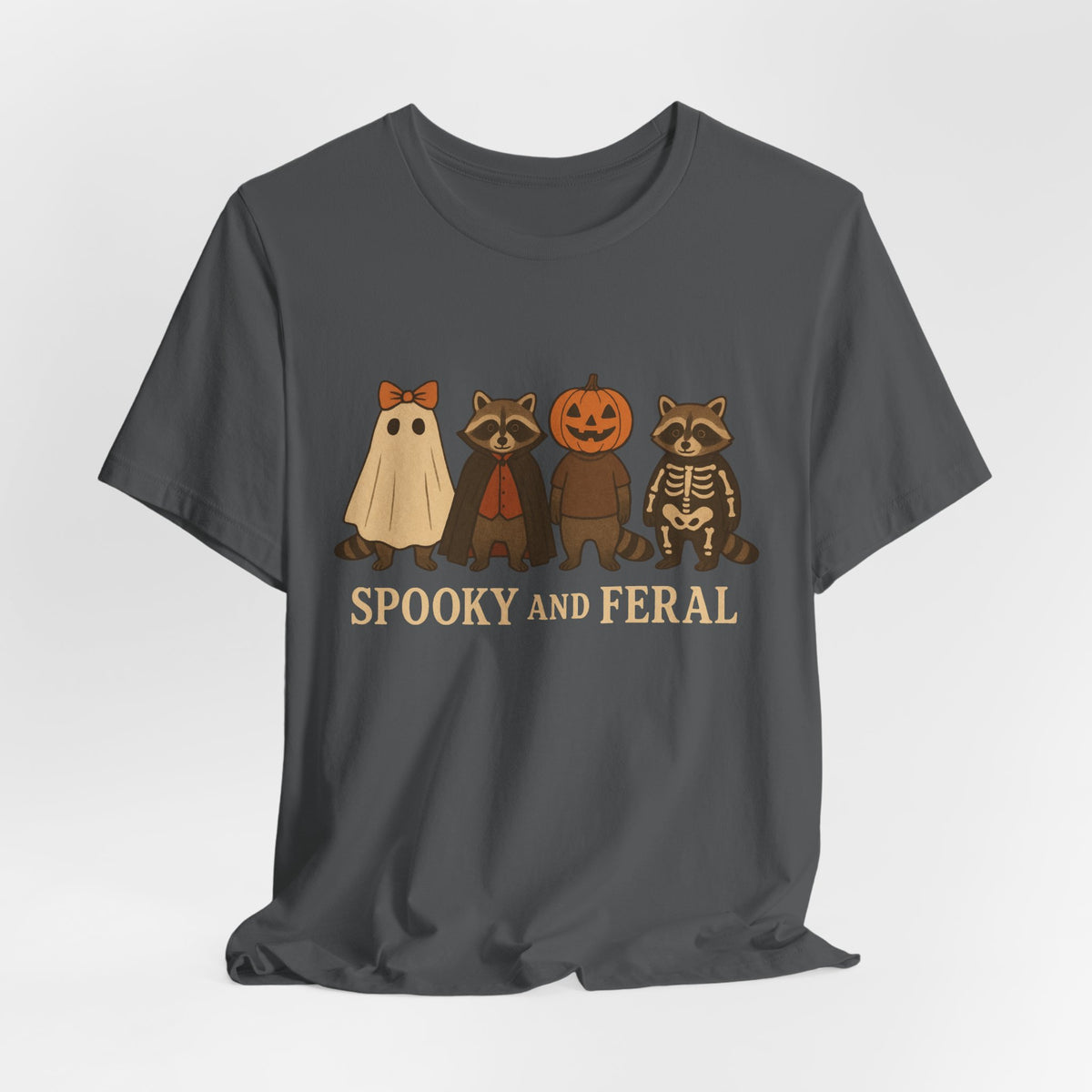 Spooky Raccoon Shirt, Funny Halloween Graphic Tee, Cute Vintage Fall T-Shirt, Trendy Womens Halloween Shirt, Feral Raccoon Tee