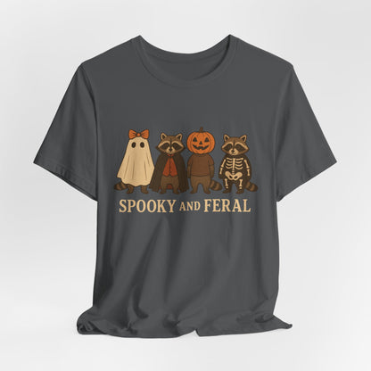 Spooky Raccoon Shirt, Funny Halloween Graphic Tee, Cute Vintage Fall T-Shirt, Trendy Womens Halloween Shirt, Feral Raccoon Tee