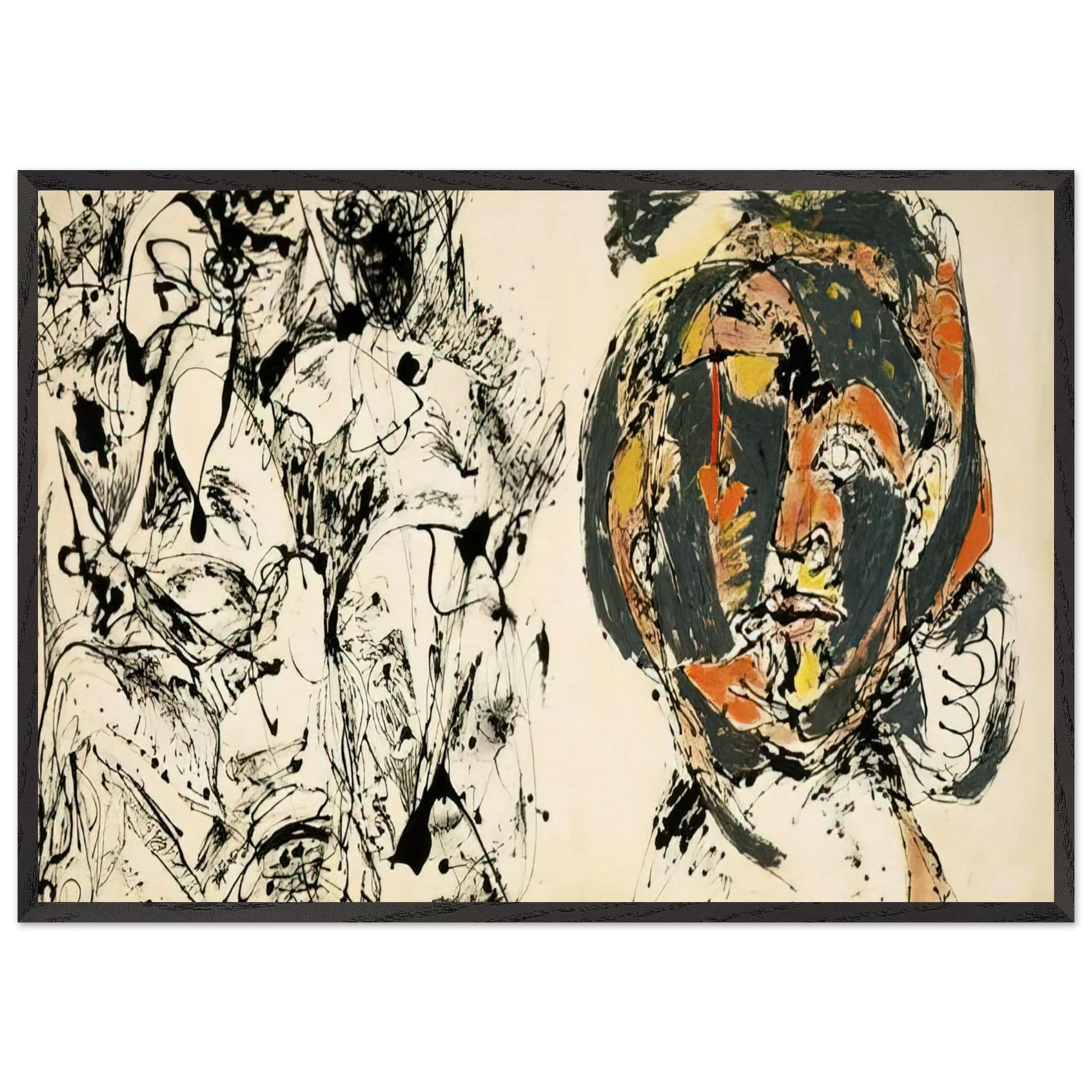PORTRAIT AND A DREAM 1953 - Jackson Pollock Framed Art Print – Black Wooden Frame - Default Title - -Framed Art Print