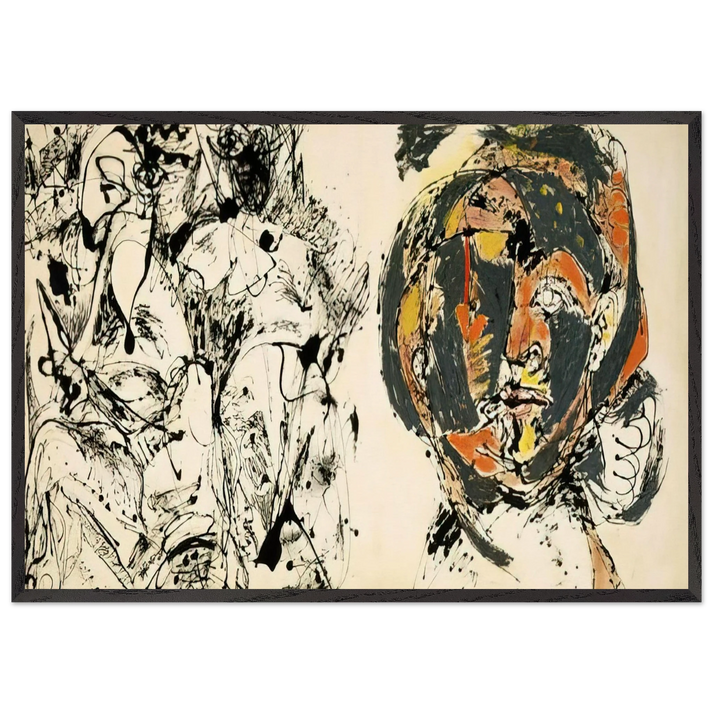 PORTRAIT AND A DREAM 1953 - Jackson Pollock 70x100 cm / 28x40 inches Framed Art Print – Black Wooden Frame