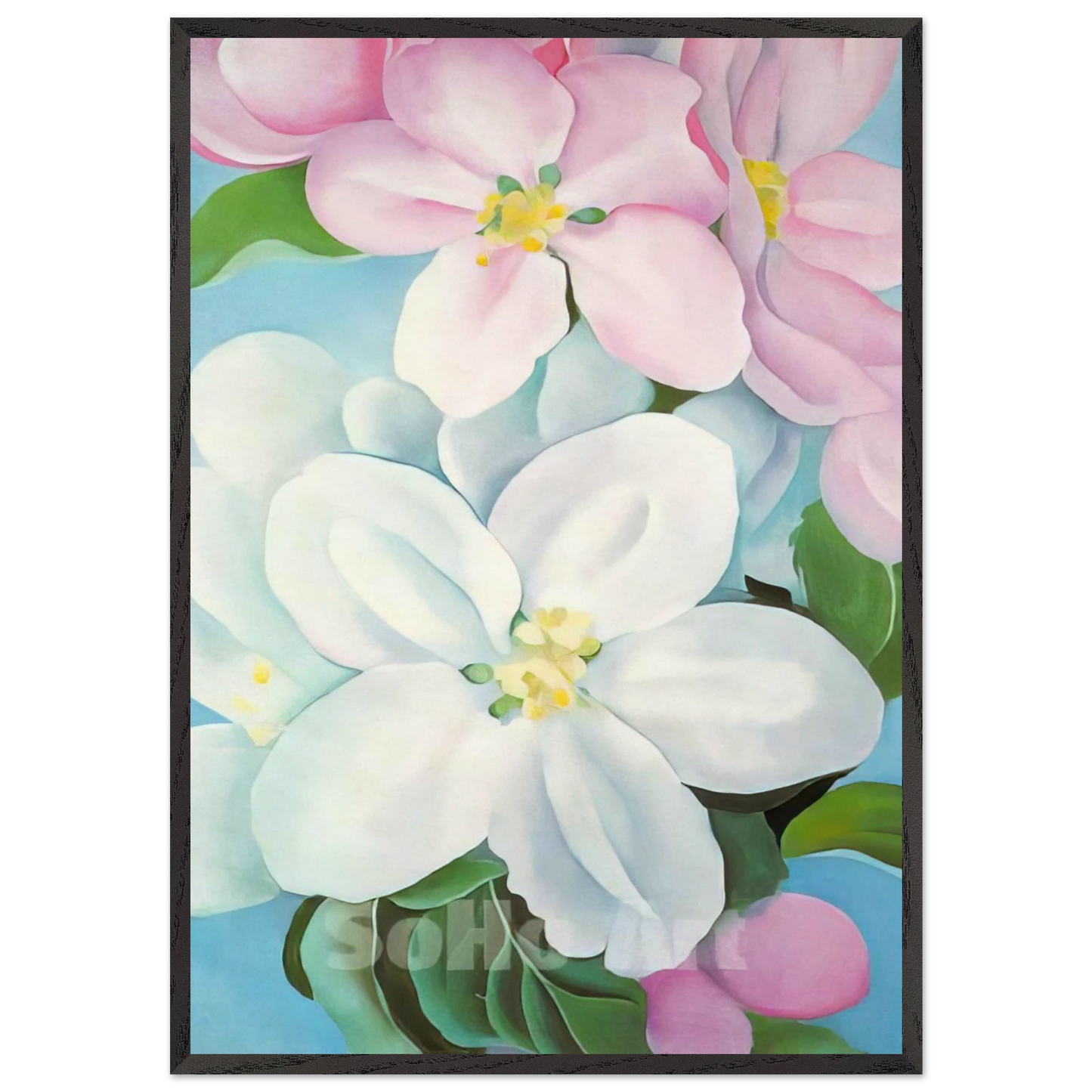 Apple Blossoms - Georgia OKeeffe 70x100 cm / 28x40 inches Framed Art Print – Black Wooden Frame