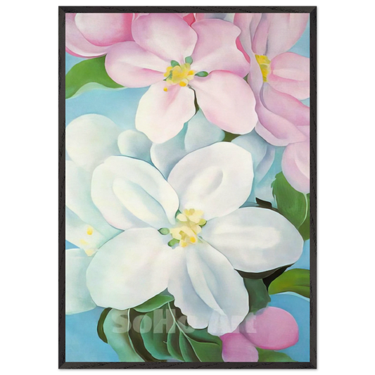 Apple Blossoms - Georgia OKeeffe 70x100 cm / 28x40 inches Framed Art Print – Black Wooden Frame