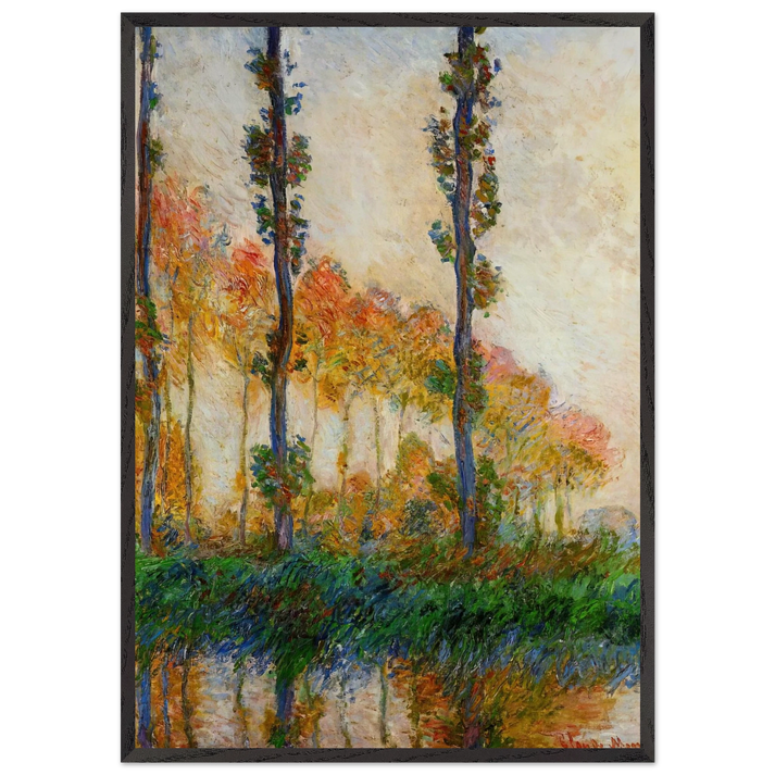 The Three Trees Autumn - claude monet 70x100 cm / 28x40 inches Framed Art Print – Black Wooden Frame