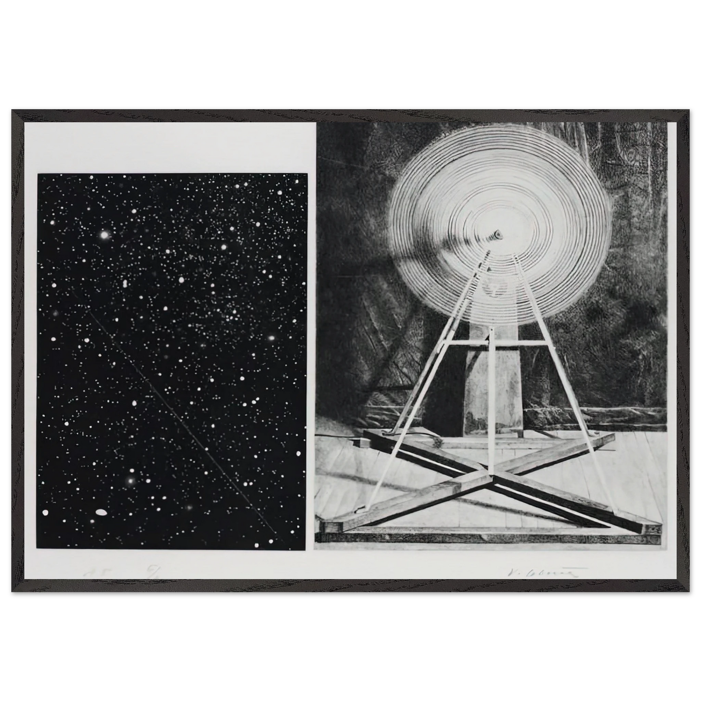 CONCENTRIC BEARINGS A 1984 - Vija Celmins Framed Art Print – Black Wooden Frame - Default Title - -Framed Art Print