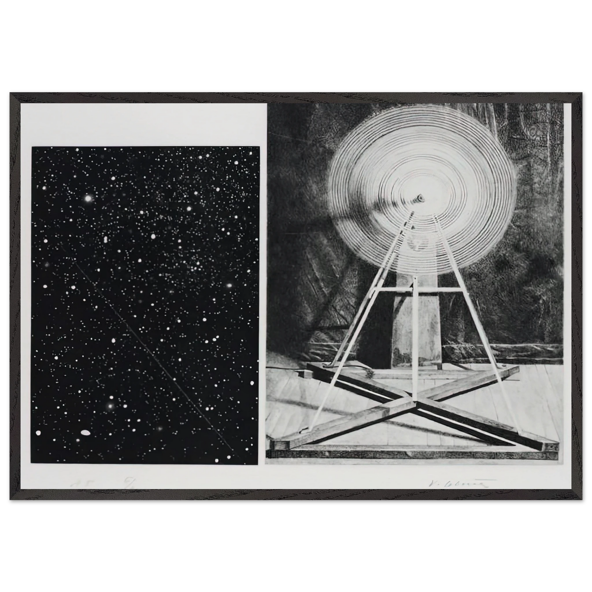 CONCENTRIC BEARINGS A 1984 - Vija Celmins Framed Art Print – Black Wooden Frame - Default Title - -Framed Art Print