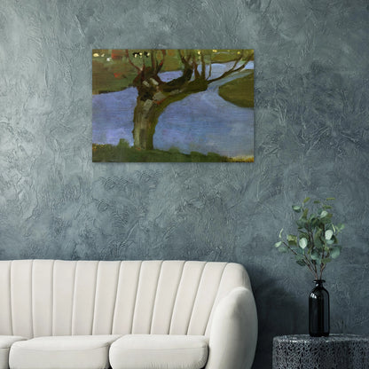 Irrigation Ditch with Mature Willow - Piet Mondrian Brushed Aluminum Print - 70x100 cm / 28x40 inches | Piet Mondrian Aluminum Print | Piet Mondrian Prints