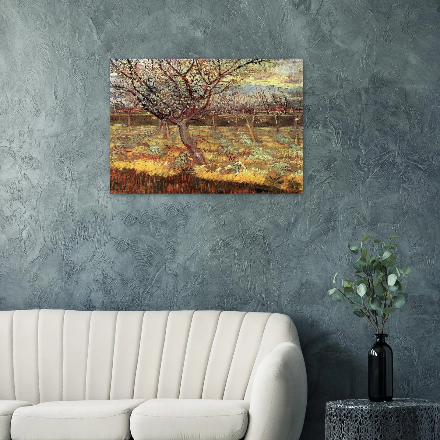 Apricot Trees in Blossom - Vincent van Gogh Brushed Aluminum Print - 70x100 cm / 28x40 inches | Vincent van Gogh Aluminum Print | Vincent van Gogh Prints