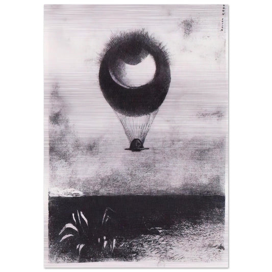 THE EYE LIKE A STRANGE BALLOON GOES TO INFINITY 1882 - Odilon Redon Brushed Aluminum Print - 70x100 cm / 28x40 inches | Odilon Redon Aluminum Print | Odilon Redon Prints