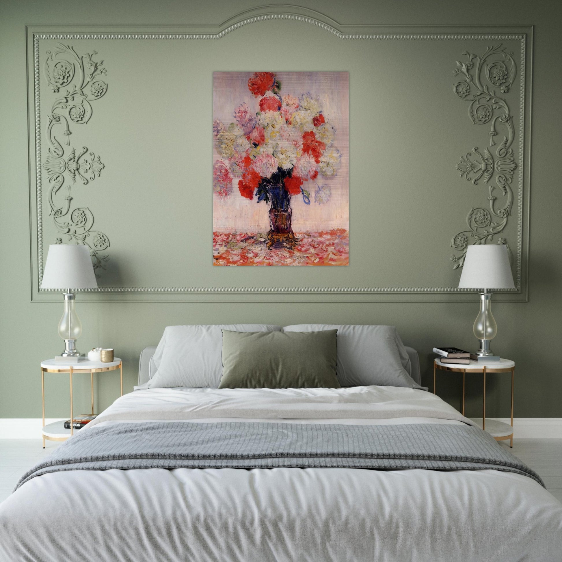 Vase of Peonies - claude monet Brushed Aluminum Print - 70x100 cm / 28x40 inches | claude monet Aluminum Print | claude monet Prints