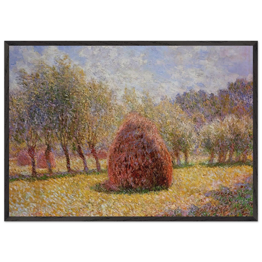Haystacks at Giverny - claude monet 70x100 cm / 28x40 inches Framed Art Print – Black Wooden Frame
