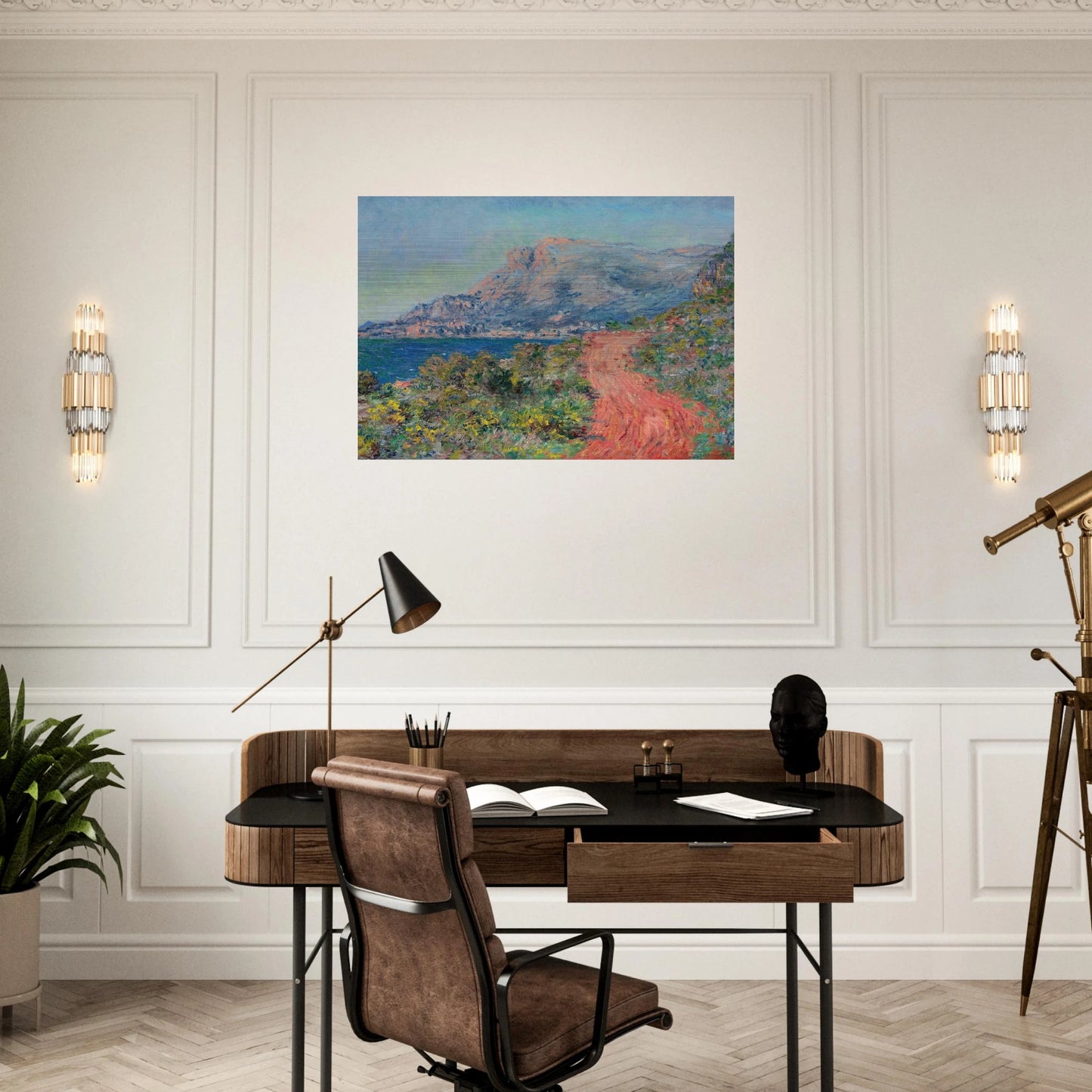The Red Road near Menton - claude monet Brushed Aluminum Print - 70x100 cm / 28x40 inches | claude monet Aluminum Print | claude monet Prints