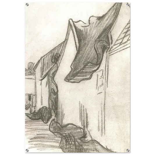 Village Street, Sketch - Vincent van Gogh Acrylic Print - 70x100 cm / 28x40″ inches | Vincent van Gogh Wall Art | Vincent van Gogh Prints