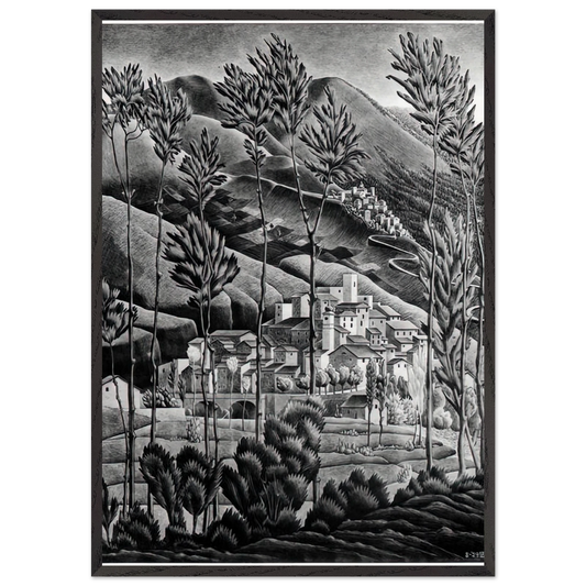 ALFEDENA ABRUZZI - MC Escher Framed Art Print – Black Wooden Frame - Default Title - -Framed Art Print