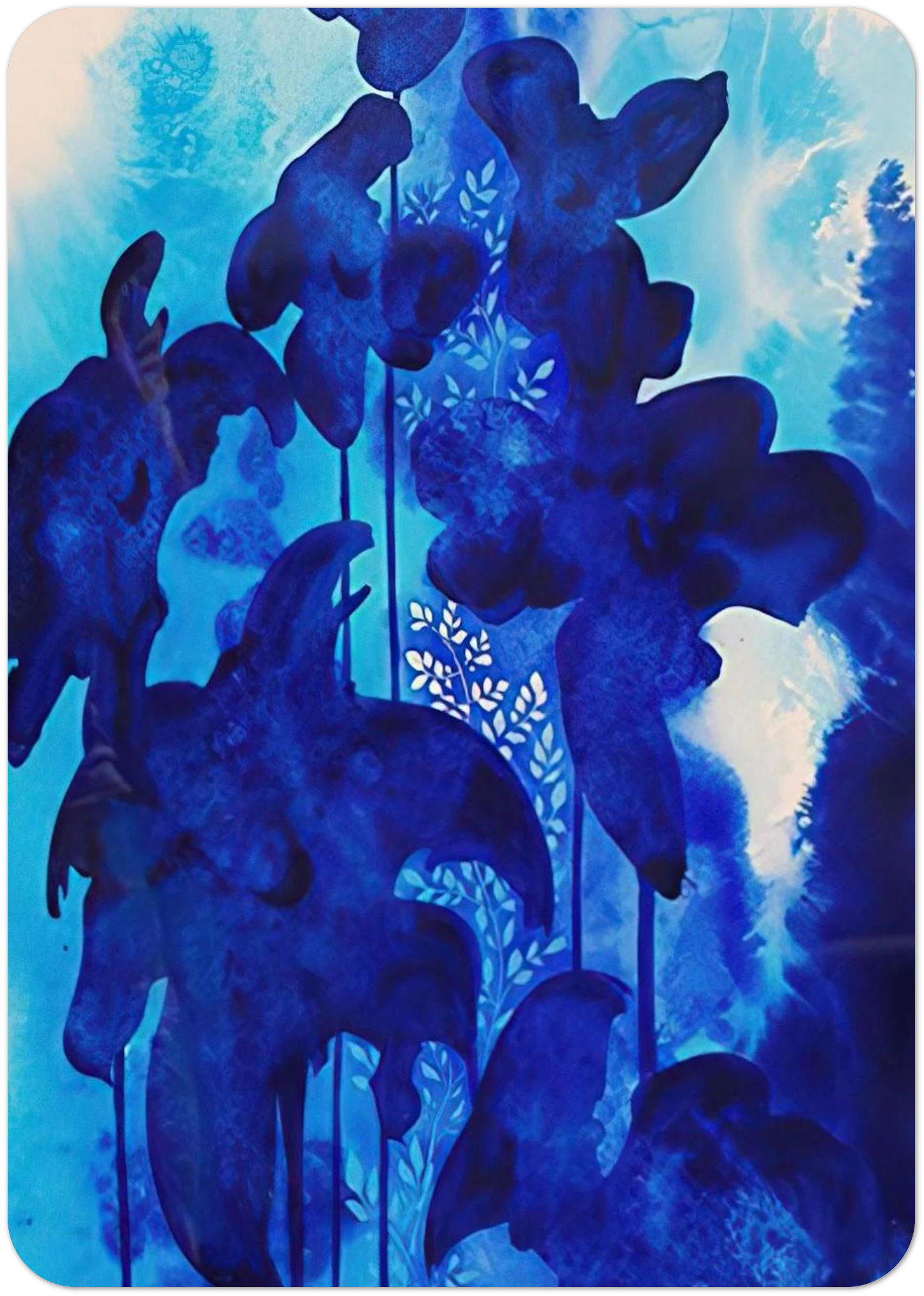 Blue Floral By Eyvind Earle Pack of 10 Post Cards | Eyvind Earle Post Cards | A6 (10.5 x 14.8 cm) - 4.1 x 5.8 inches