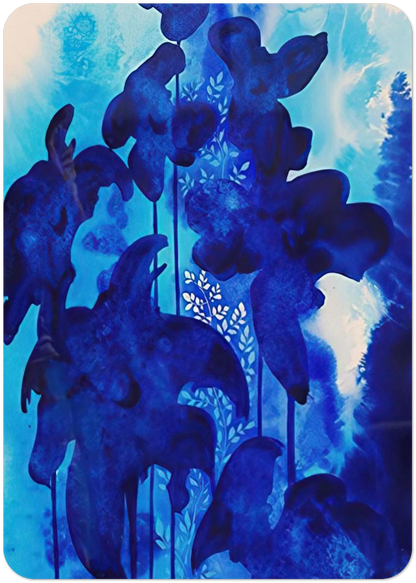 Blue Floral By Eyvind Earle Pack of 10 Post Cards | Eyvind Earle Post Cards | A6 (10.5 x 14.8 cm) - 4.1 x 5.8 inches