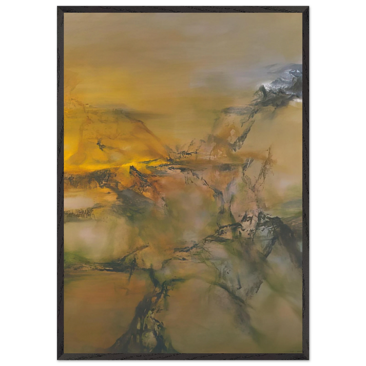 1 07 2001 2001 - Zao Wou-Ki 70x100 cm / 28x40 inches Framed Art Print – Black Wooden Frame
