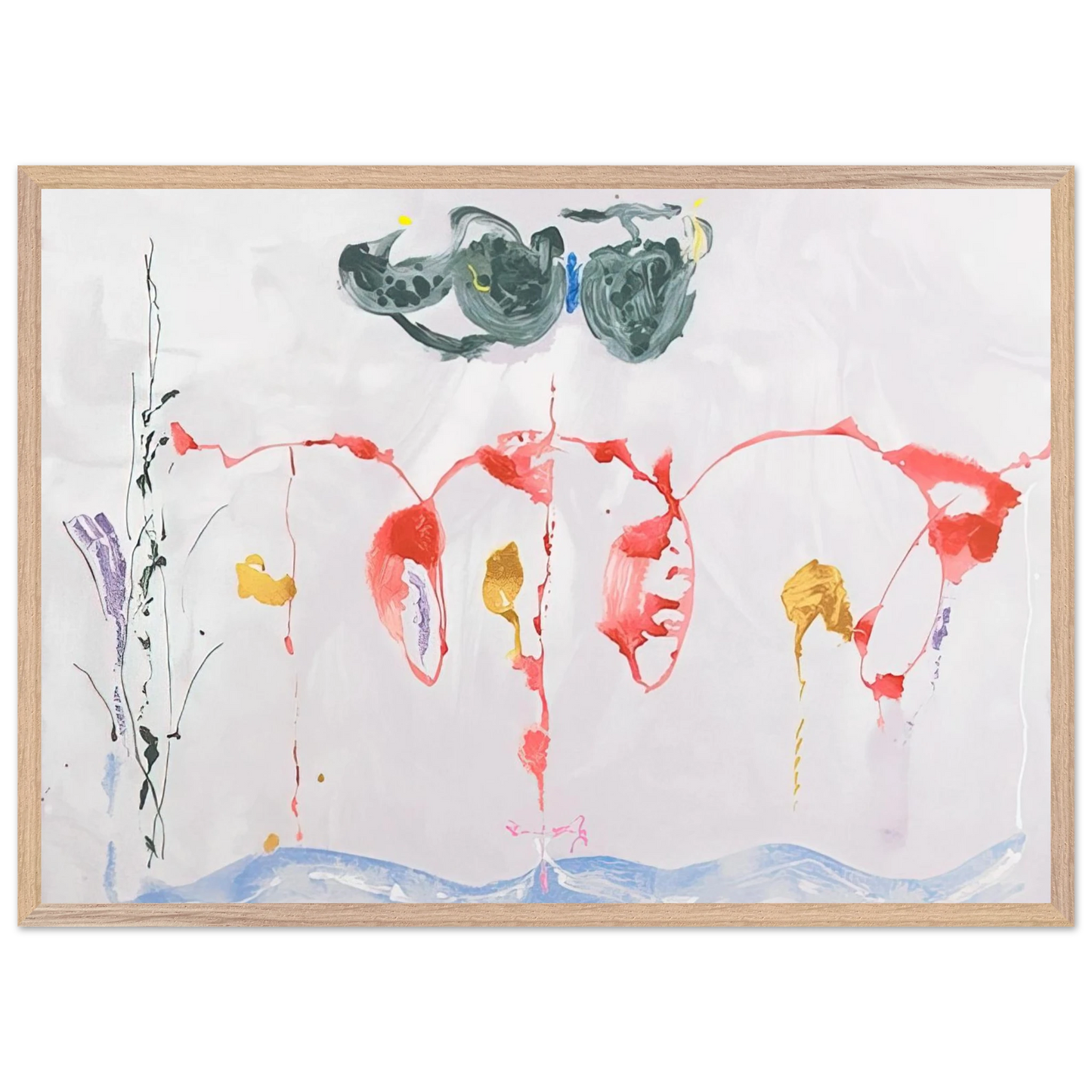 Helen Frankenthaler - Aerie - 2009 Wall art - 60x80 cm / 24x32 inches - Premium Wooden Framed Poster With Fine Art Paper - White frame